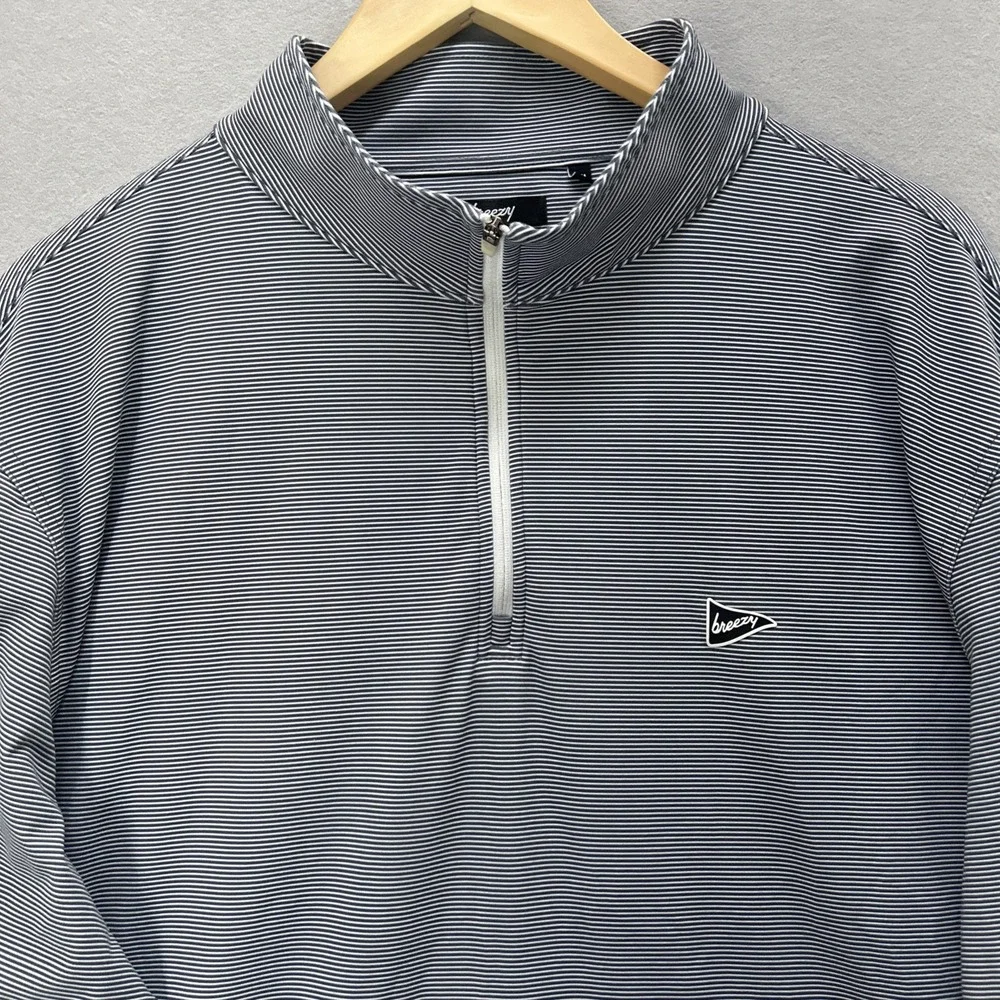Breezy Gimme Golf 1/4 Zip Performance Pullover Gray Striped Men 3XL Sweatshirt